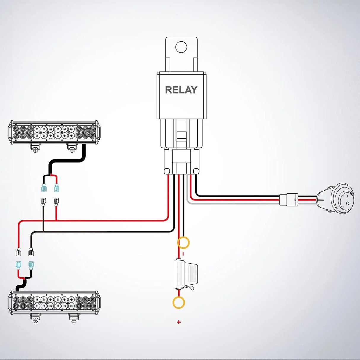 16AWG Wire Harness 15FT Kit 2 Leads W/ 12V 3Pin Switch | 3 Fuses | 4 Spade Connectors Nilight