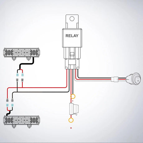 Wiring Harness Kit 16AWG Wire Harness Aluminium Kit 2 Leads W/ 12V 3Pin Switch | 3 Fuses | 4 Spade Connectors