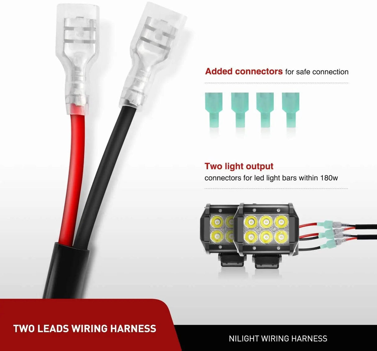 Wiring Harness Kit 2PCS 16AWG Wire Harness Kit 2 Leads W/ 12V 3Pin Switch | 3 Fuses | 4 Spade Connectors