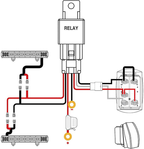 Wiring Harness Kit 14AWG Wire Harness Kit 2 Leads W/ 12V 5Pin Switch | 3 Fuses | 4 Spade Connectors