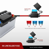 Wiring Harness Kit 16AWG Wire Harness Kit 2 Leads W/ 12V Mouse Style Switch | 3 Fuses | 4 Spade Connectors