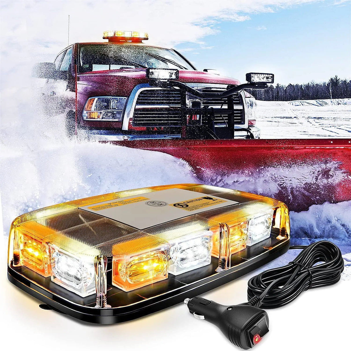 led strobe light 12" 48 Leds Roof Top Amber Mix White Emergency Strobe Light