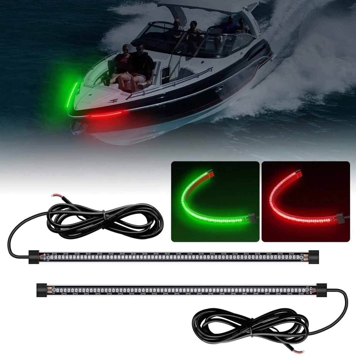 13 Inch 66Leds Red Green Light Strip 2PCS Nilight