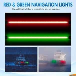 13 Inch 66Leds Red Green Light Strip 2PCS Nilight