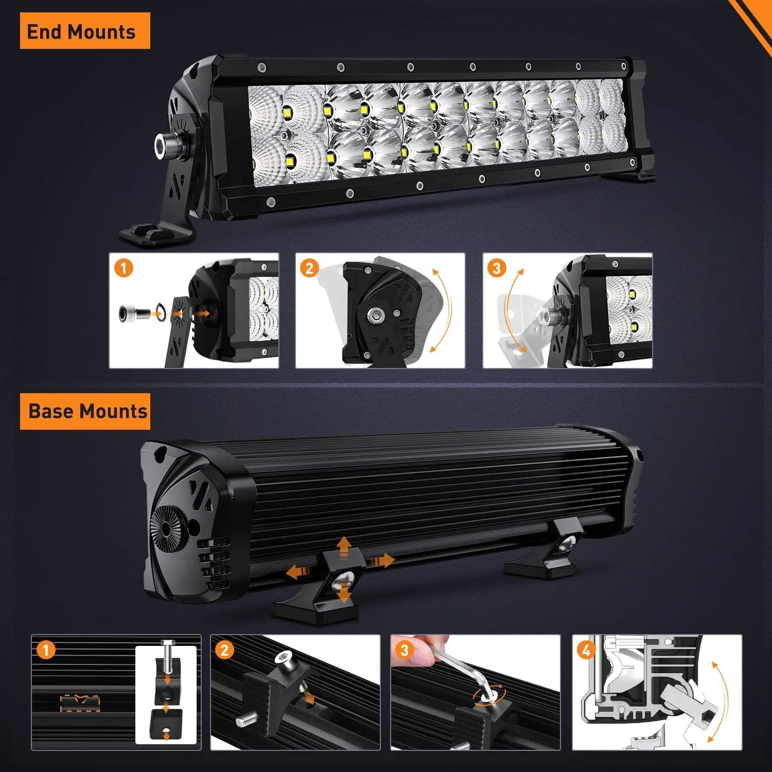 13.5 Inch 120W 14400LM Double Row Osram P8-5W Chips Spot Flood Led Light Bar Nilight