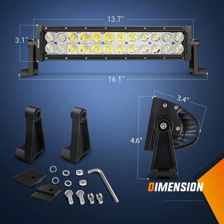 LED Light Bar 13.7" 72W Double Row Spot Led Light Bar