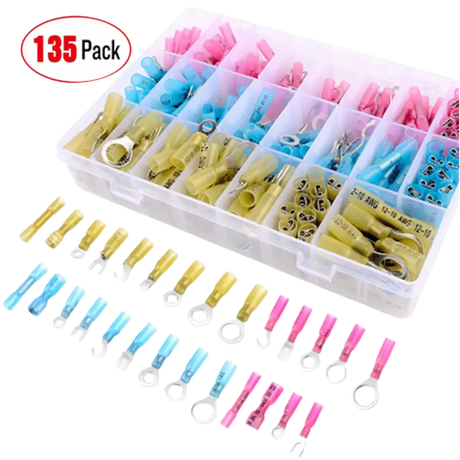 Connectors Assortments 135Pcs Heat Shrink Wire Connectors