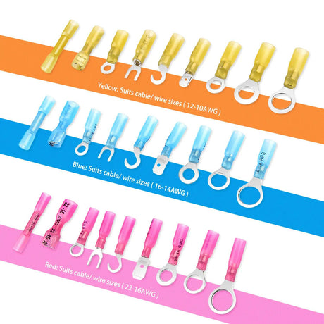 Connectors Assortments 135Pcs Heat Shrink Wire Connectors