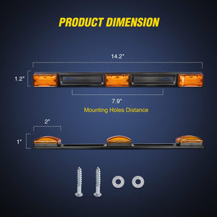 14 Inch 9 LEDs Amber Trailer Light ID Bar Nilight