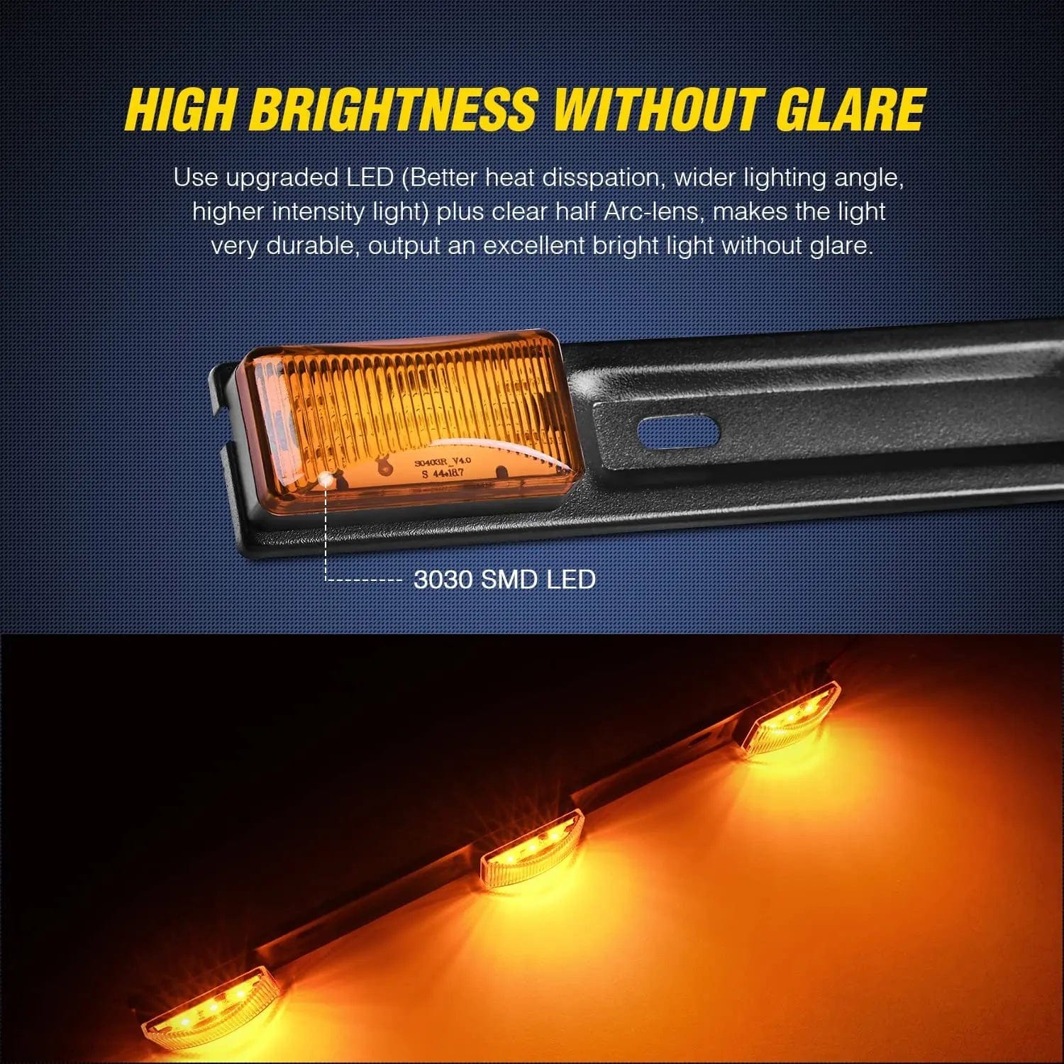 14 Inch 9 LEDs Amber Trailer Light ID Bar Nilight