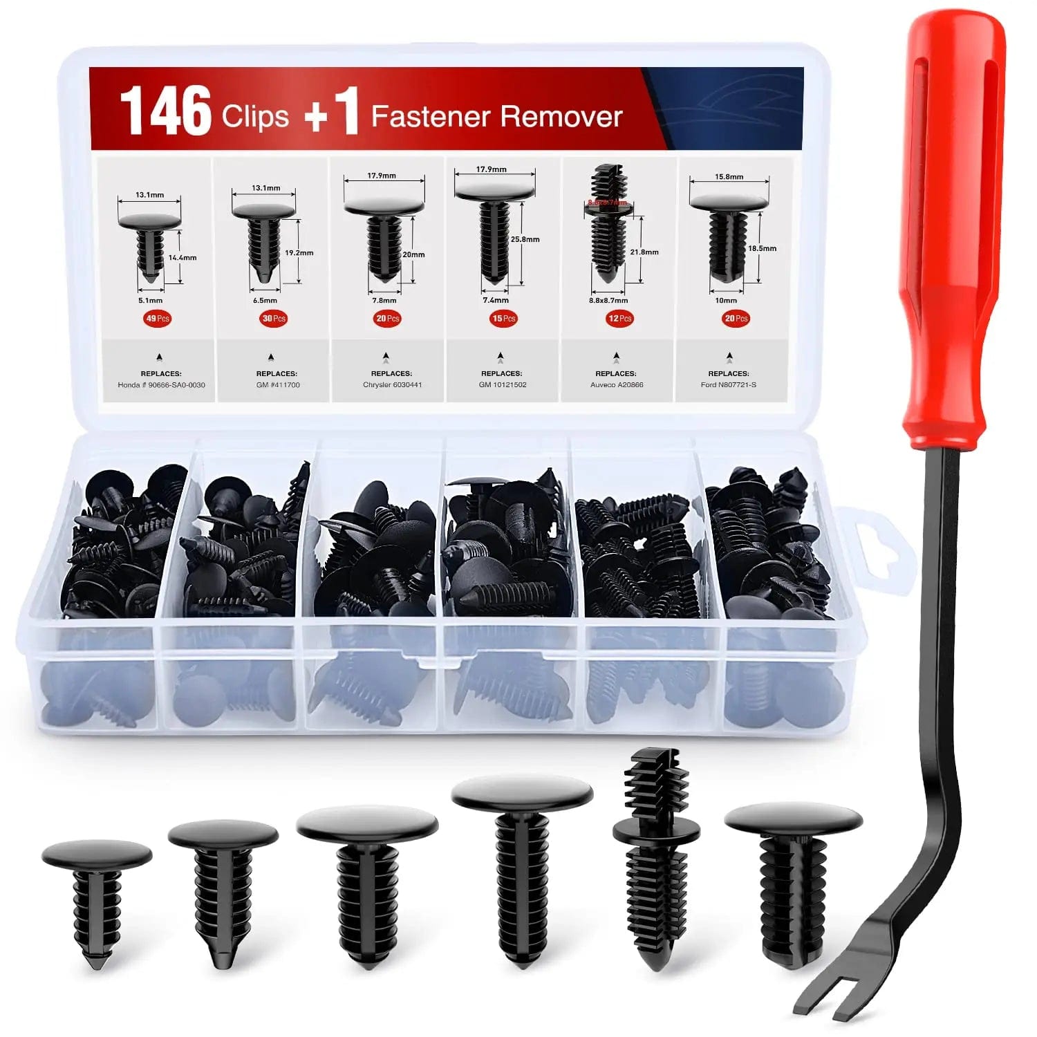 147 Pcs Bumper Retainer Clips Car Push Retainer Kit Nilight