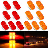 14PCS Red Amber 10LED Rectangular Clearance Double Bullseye Marker Light Nilight