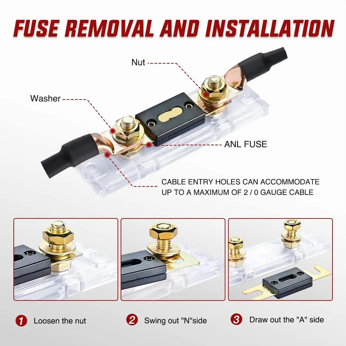 150A ANL Fuse with ANL Fuse Holder Nilight