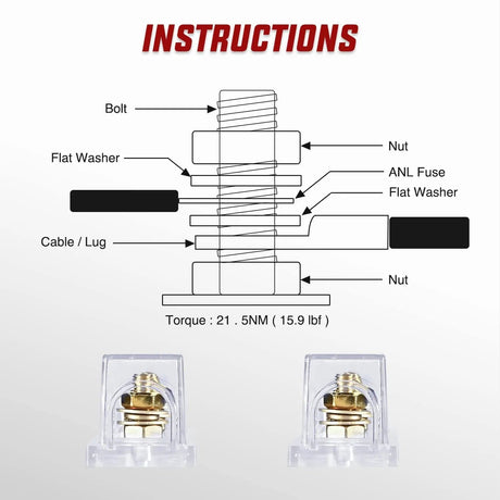 150A ANL Fuse with ANL Fuse Holder Nilight