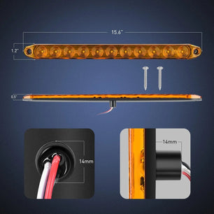 16 Inch 11 LEDs Amber Trailer Light Bar (Pair) Nilight