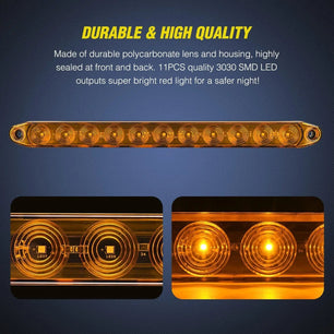 16 Inch 11 LEDs Amber Trailer Light Bar (Pair) Nilight