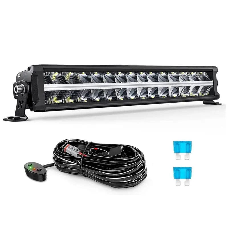 16 Inch 120W 12400LM Anti-Glare Spot Flood DRL LED Light Bar Kit | 16AWG Wire DT Switch Nilight