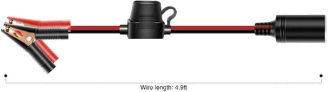 Wiring Harness Kit 16AWG Extension Cord Plug Socket With Battery Clamp Fuse Holder