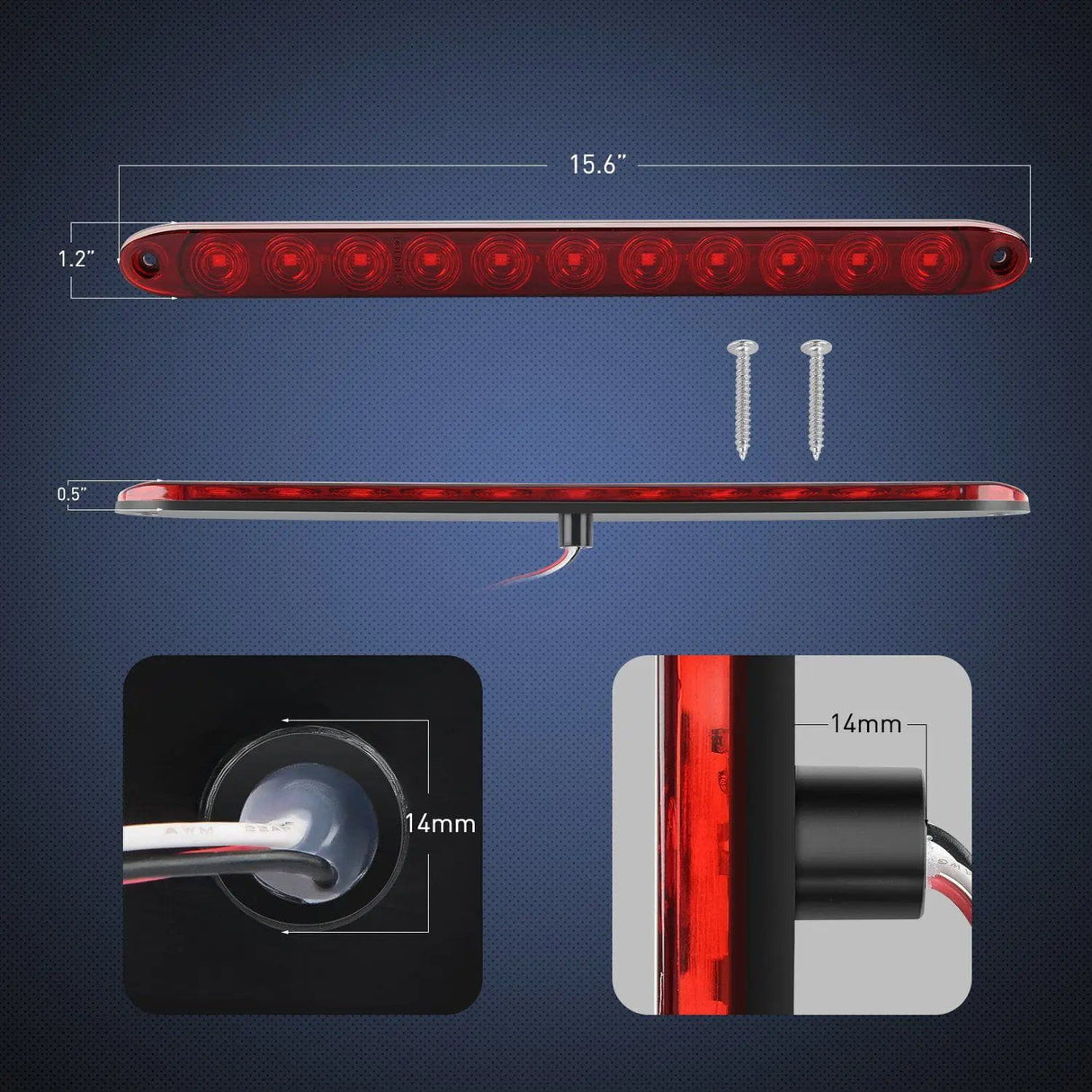 Trailer Light 16” 11 LEDs Red Trailer Light Bar (Pair)