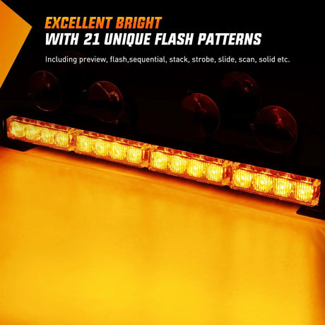 led strobe light 17" 32 Leds 2 In 1 Traffic Advisor Emergency Strobe Amber Light Bar