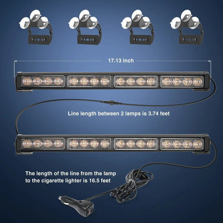 led strobe light 17" 32 Leds 2 In 1 Traffic Advisor Emergency Strobe Amber Light Bar