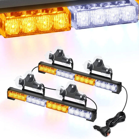 led strobe light 17" 32 Leds 2 In 1 Traffic Advisor Emergency Strobe Amber White Light Bar