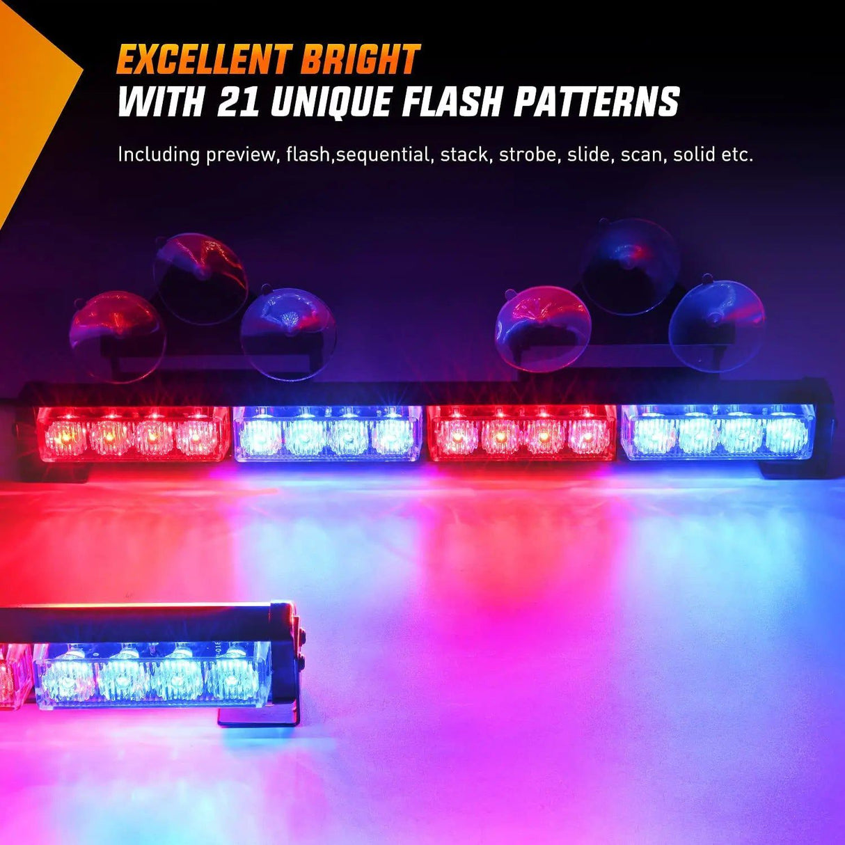 led strobe light 17" 32 Leds 2 In 1 Traffic Advisor Emergency Strobe Blue Red Light Bar