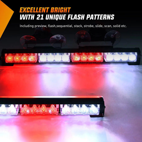 led strobe light 17" 32 Leds 2 In 1 Traffic Advisor Emergency Strobe Red White Light Bar