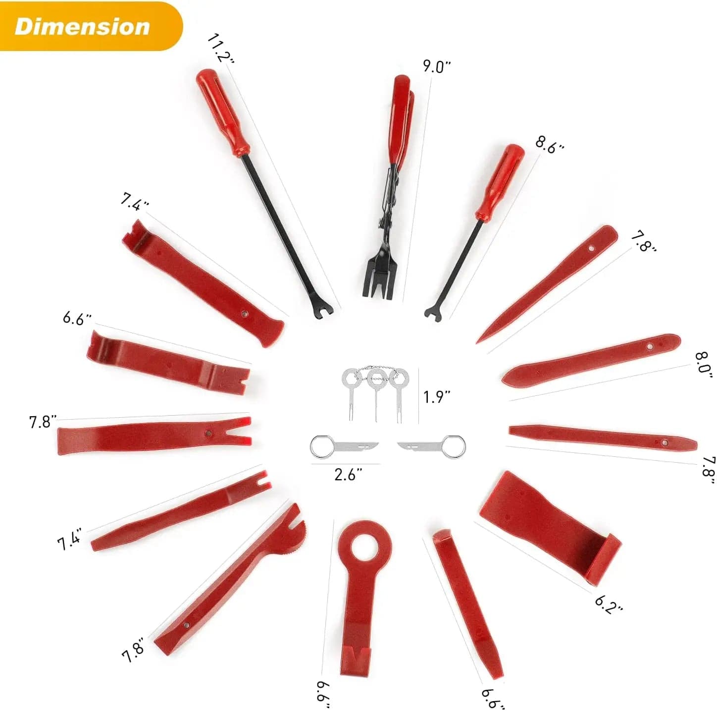 19 Pcs Auto Trim Removal Tool Set Red Nilight