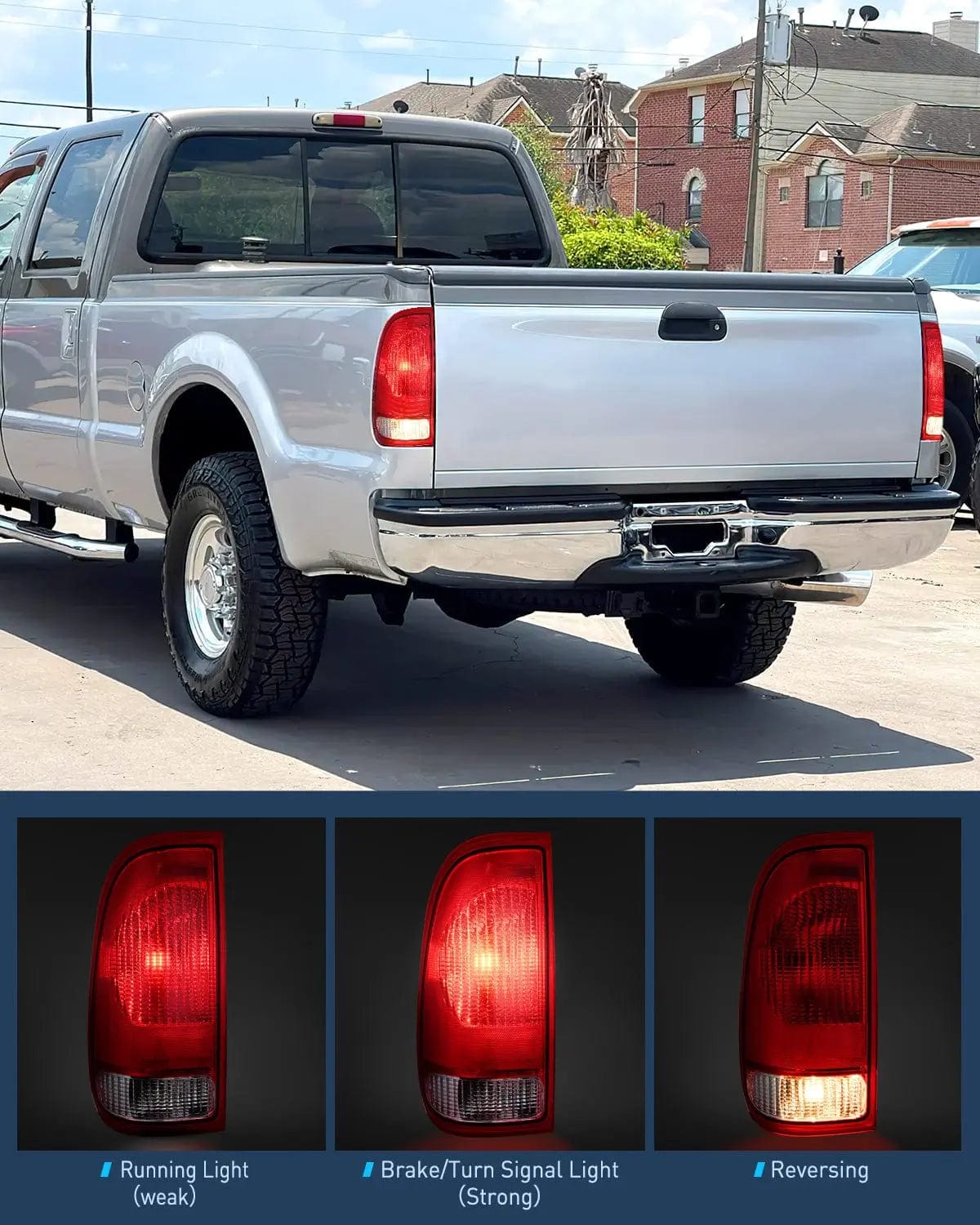 1997-2003 Ford F150 1997-1999 Light Duty 1999-2007 Ford Super Duty Taillight Assembly Red Housing Rear Lamp Replacement OE Style Driver Passenger Side Nilight