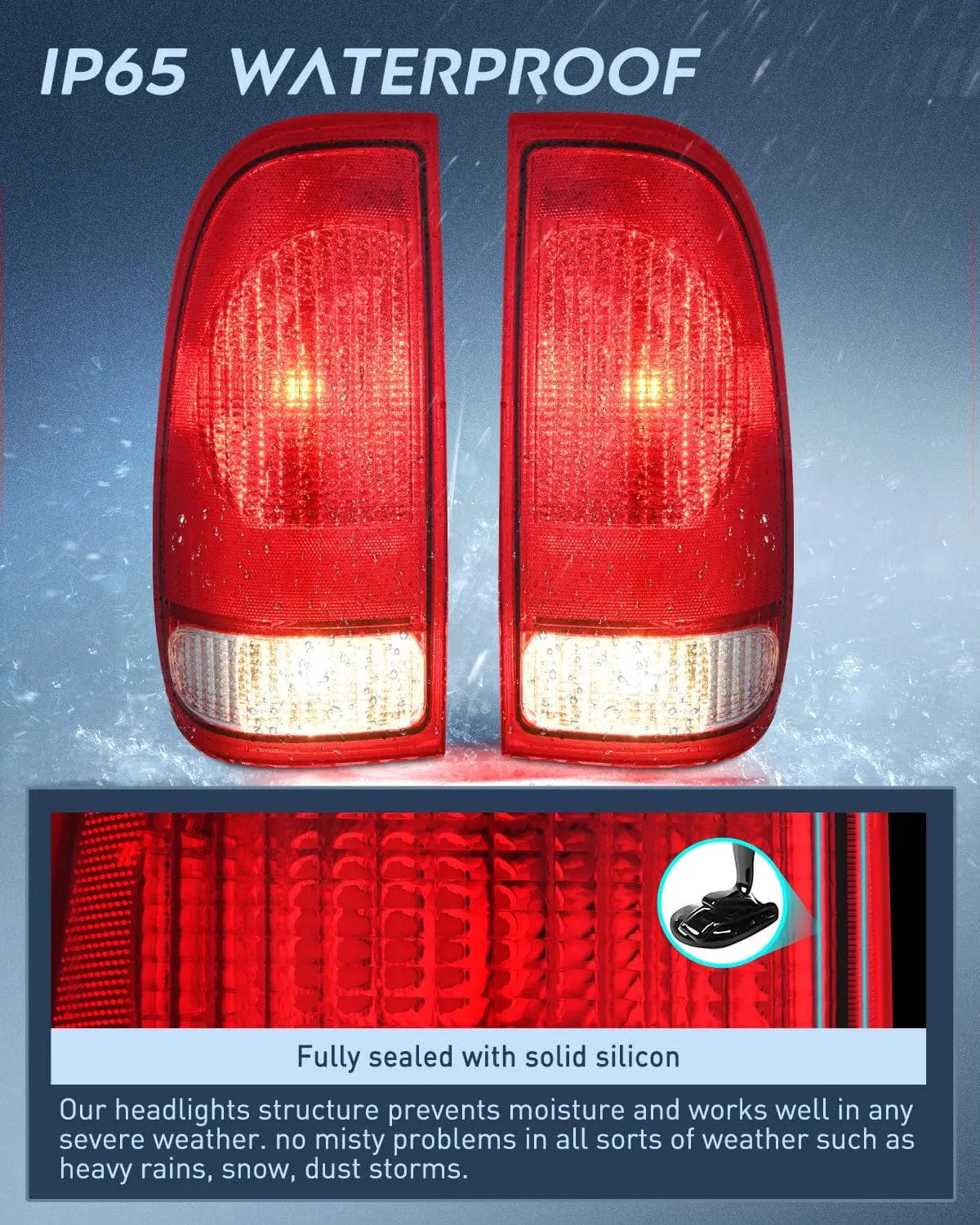 1997-2003 Ford F150 1997-1999 Light Duty 1999-2007 Ford Super Duty Taillight Assembly Red Housing Rear Lamp Replacement OE Style Driver Passenger Side Nilight