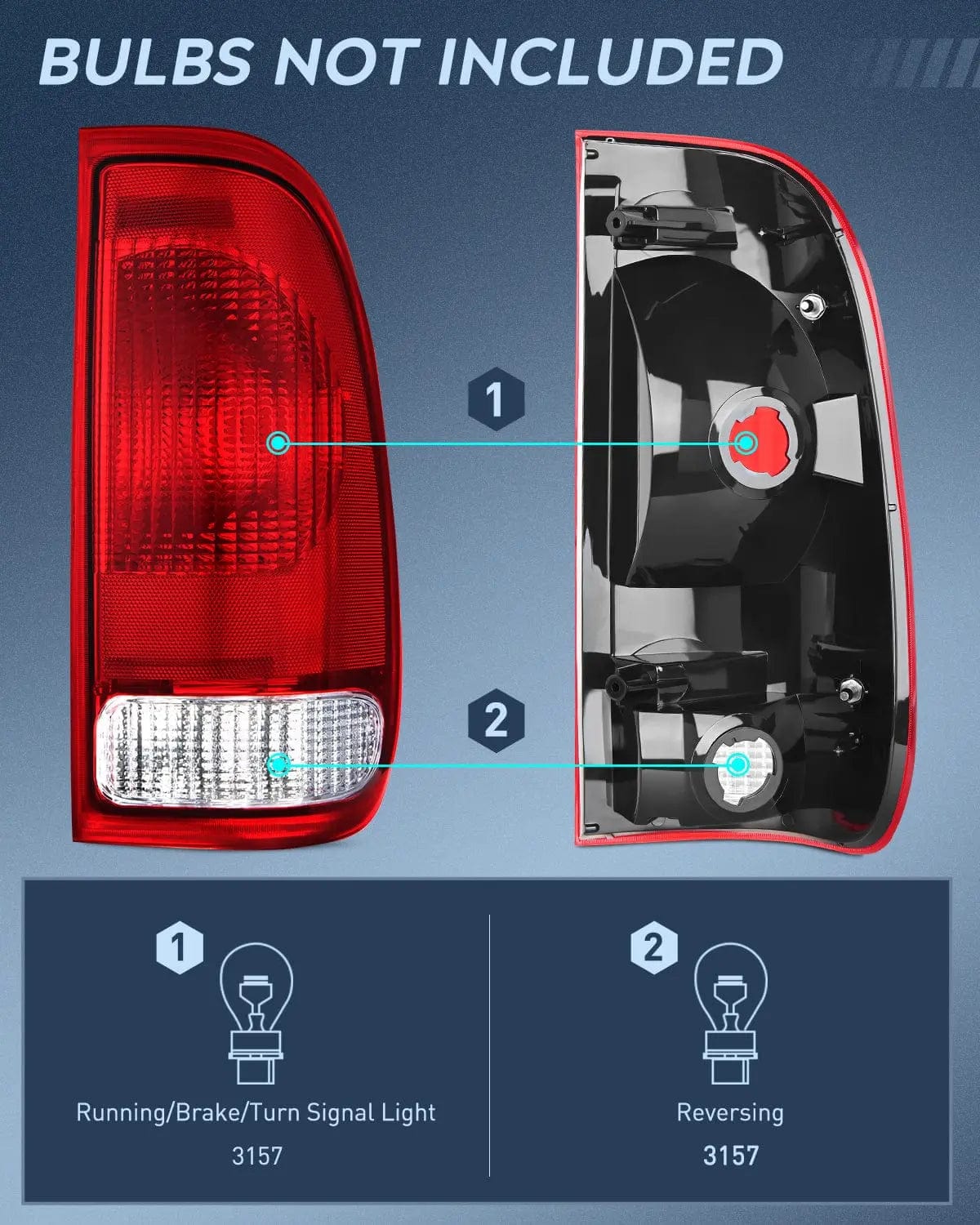 1997-2003 Ford F150 1997-1999 Light Duty 1999-2007 Ford Super Duty Taillight Assembly Red Housing Rear Lamp Replacement OE Style Passenger Side Nilight