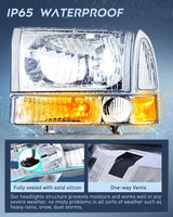 Headlight Assembly 1999-2004 F250 F350 F450 F550 Headlight Assembly Chrome Case Clear Reflector