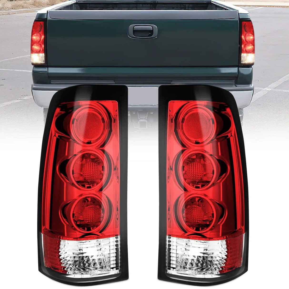 1999-2006 GMC Sierra 1999-2002 Chevy Silverado Red Housing Rear Lamp Replacement Only Fits Fleetside Models Taillight Assembly Nilight