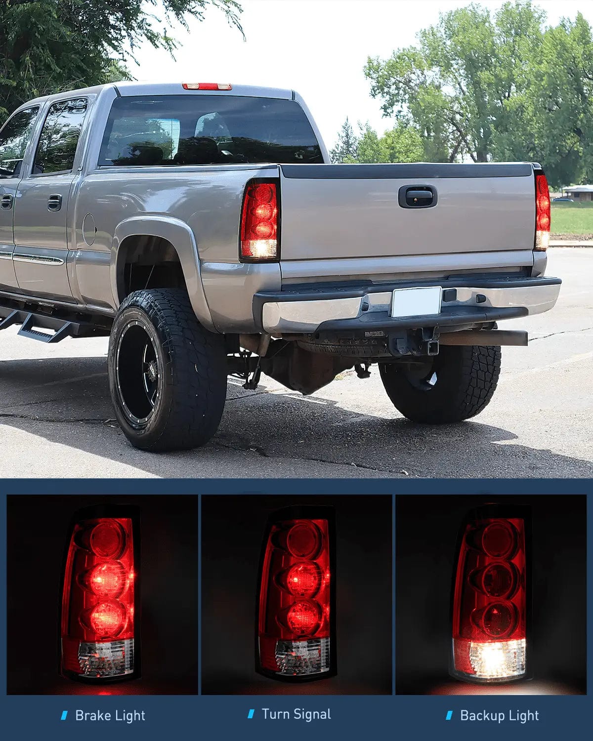 1999-2006 GMC Sierra 1999-2002 Chevy Silverado Red Housing Rear Lamp Replacement Only Fits Fleetside Models Taillight Assembly Nilight