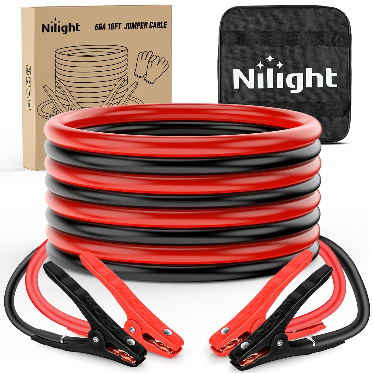 6 Gauge 16 FT Heavy Duty Jumper Cable Nilight