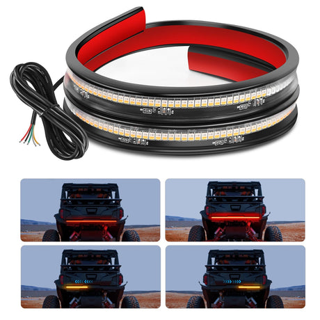 30 Inch 204 Leds Red Amber Running Stop Turn Signals Brake Light Compatible with Polaris RZR Kawasaki Pioneer Can Am Golf Cart Off-Road Truck Trailer Nilight