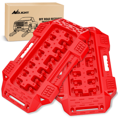 Off-Road Mini Short Recovery Traction Boards For 4WD 4X4 (2PCS Red)