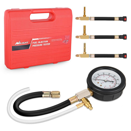 4pcs Fuel Pressure Gauge Tester Kit with 6.30 7.89 9.49 Fuel Line Fittings Nilight