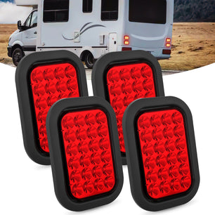 4 Pcs 5 X 3 Inch 24 Led Red Rectangular Trailer Tail Light Nilight