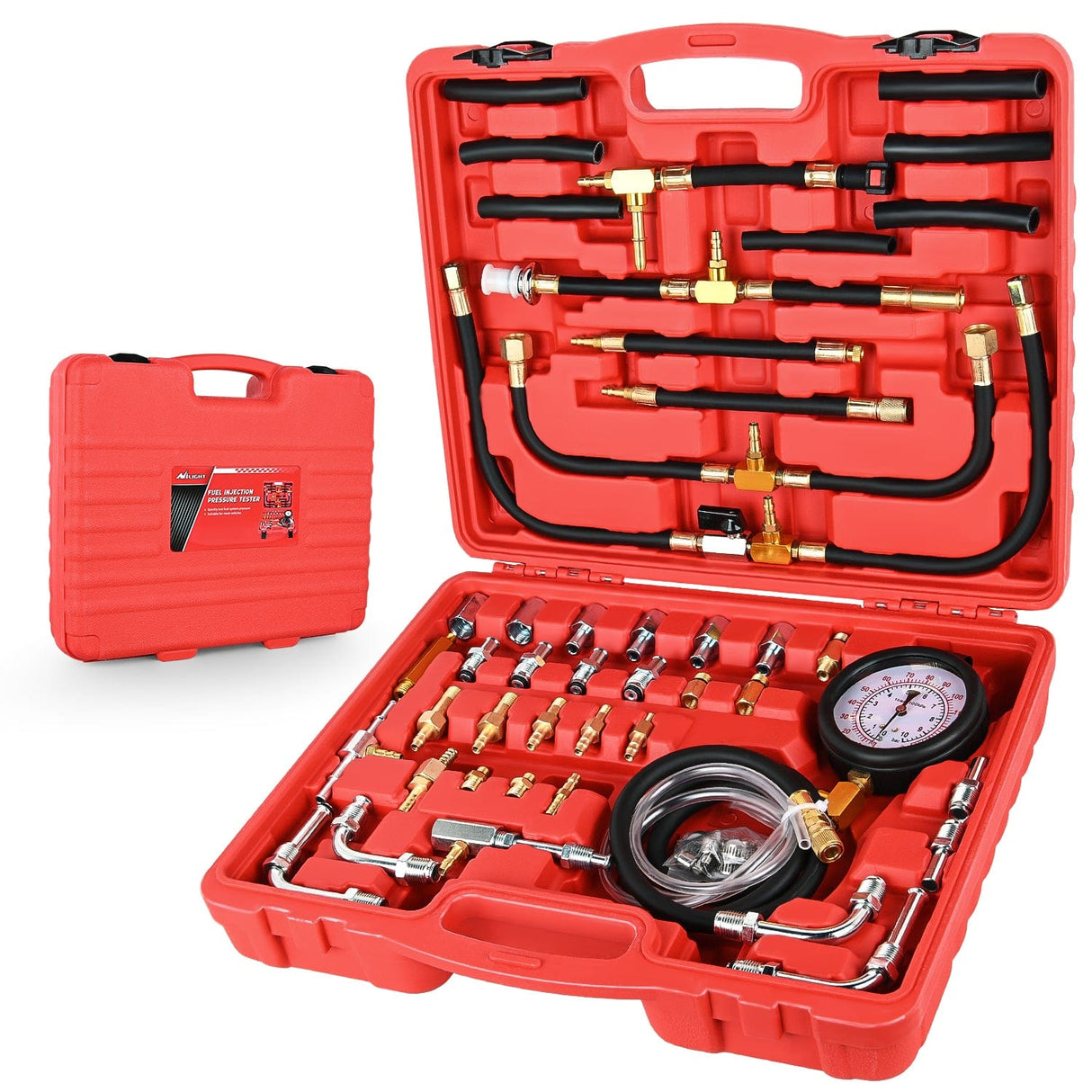 48 pcs 0-140 PSI Fuel PSI Fuel Injection Pump Pressure Gauge Petrol Engine Diagnostic Tester Kit Nilight