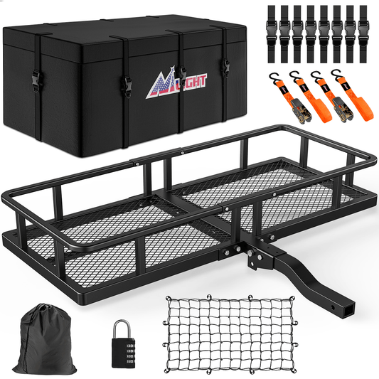 60 x 24 x 7.87 Inch Hitch Cargo Carrier Fits 2-Inch Receiver With Waterproof Cargo Bag Cargo Net Ratchet Straps Nilight