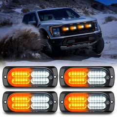 4PCS 24LED Amber White Emergency Strobe Lights