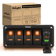 4 Gang Switch Panel With QC3.0 & PD Charger And Voltmerter with Orange Backlit Nilight