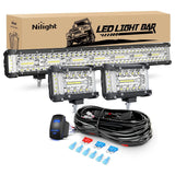 20Inch and 4.3Inch light bar set with 5Pin Rocker Switch Wiring Harness Kit Nilight