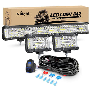 20Inch and 4.3Inch light bar set with 5Pin Rocker Switch Wiring Harness Kit Nilight