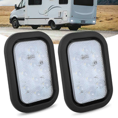 2 Pcs 5 X 3 Inch 10 Led White Rectangular Trailer Tail Light