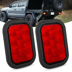 2 Pcs 5 X 3 Inch 10 Led Red Rectangular Trailer Tail Light