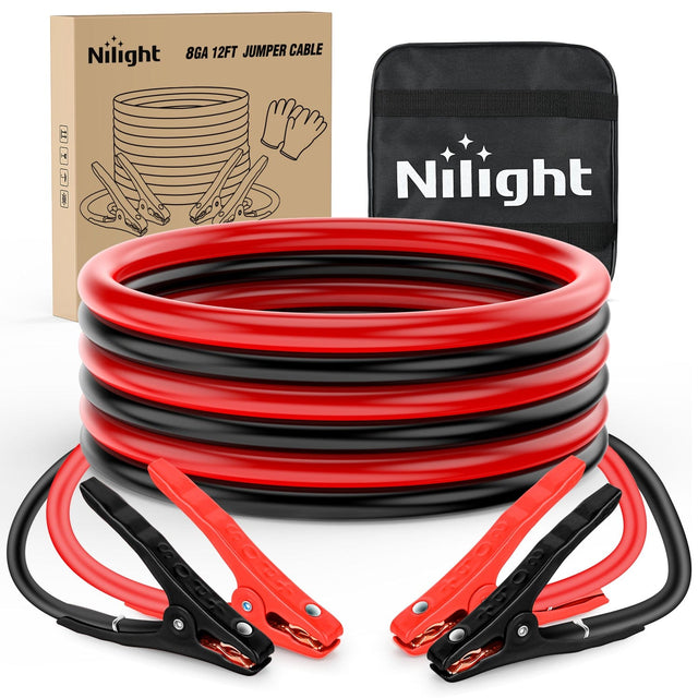 8 Gauge 12 FT Heavy Duty Jumper Cable Nilight