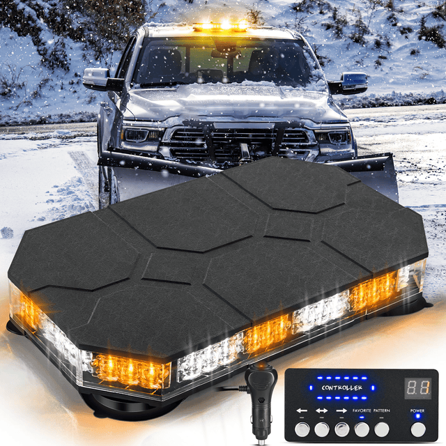 42 Leds Roof Top Amber White Emergency Strobe Light Control Panel Magnetic Mount